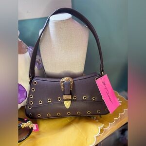 Betsey Johnson XOISLA Western Grommet Baguette Shoulder Bag NWT